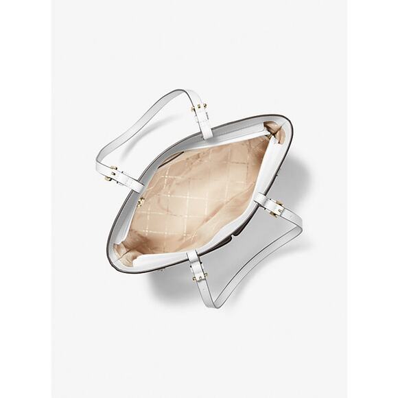 MICHAEL KORS Jet Set Travel Medium Pocket Tote Bag Optic White NEW - Picture 4 of 9